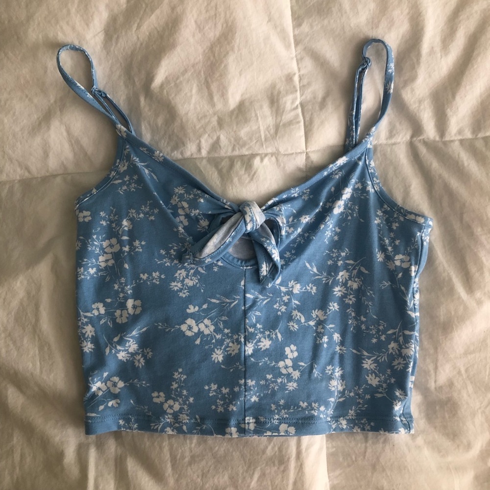Blue floral knot cami
